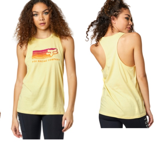 🦊💫  Fox Racing Drifter Womens Tank Top • Light Yellow •  XS  ☀️ - Picture 1 of 6